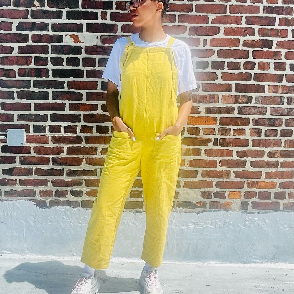SHEIN Lightweight Yellow Coveralls with Pockets
